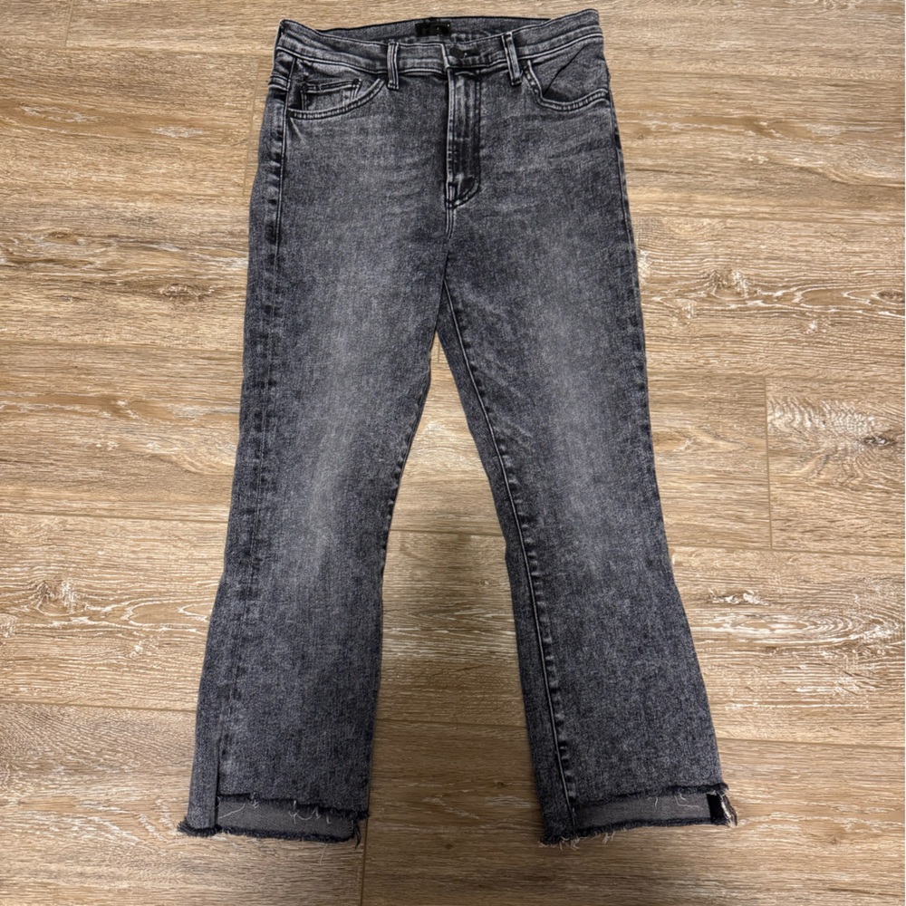 Mother Jeans The Insider Crop Step Fray Black Train Stops